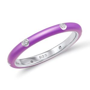 Brightly colored stacking enamel rings - purple